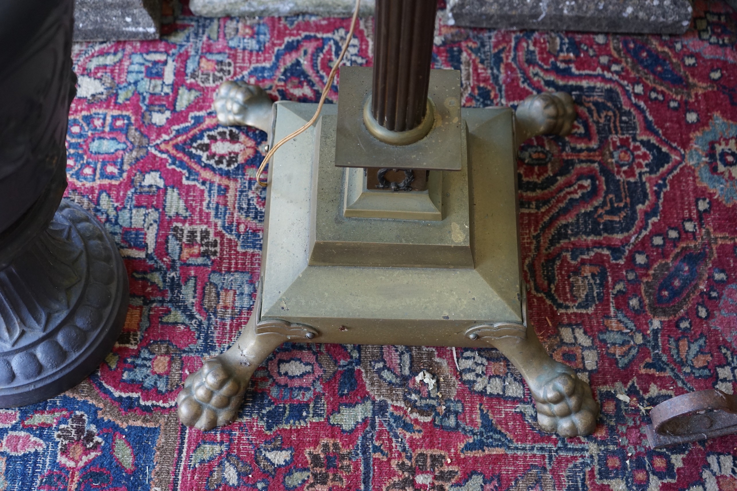 A 20th century brass Corinthian column telescopic standard lamp